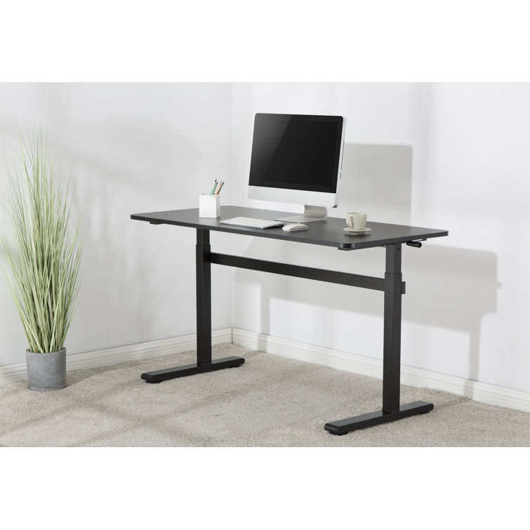 Inbox Zero Hand Crank Stand Up Desk Manual Height Adjustable Sit